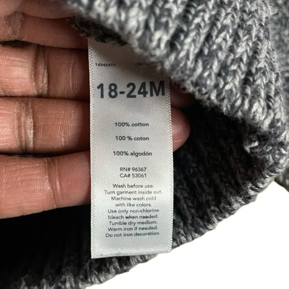 Oshkosh B’Gosh Baby Grey Ribbed Button-Down Cardigan Sweater